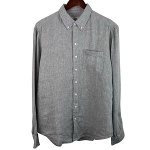 Madda Fella | Gray Linen Button Long Sleeve Shirt New